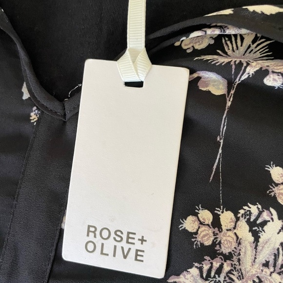 Rose & Olive Mixed Media Black Floral Blouse with Lace Trim - Picture 3 of 7